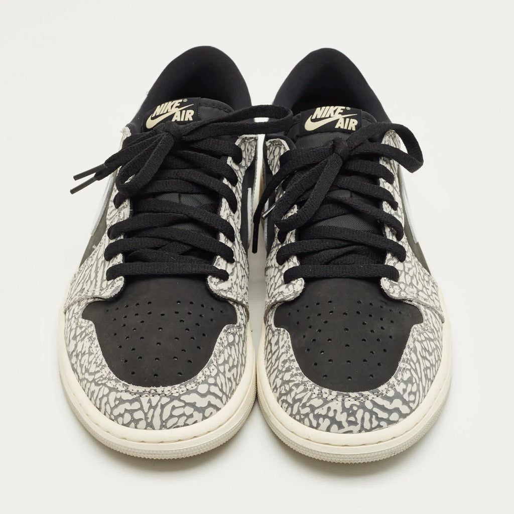 Air Jordans Black/grey Nubuck And Leather Jordan 1 Retro Low Og Black Cement Sneakers