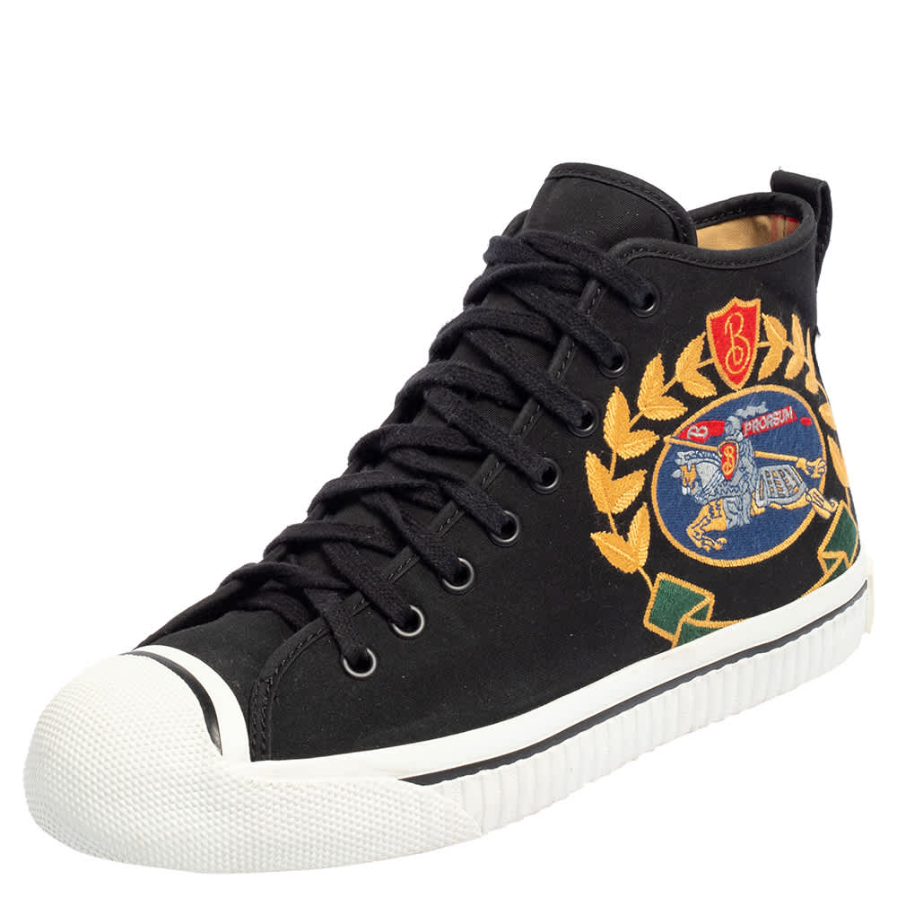 Burberry Black Canvas Kingly Big C High Top Sneakers