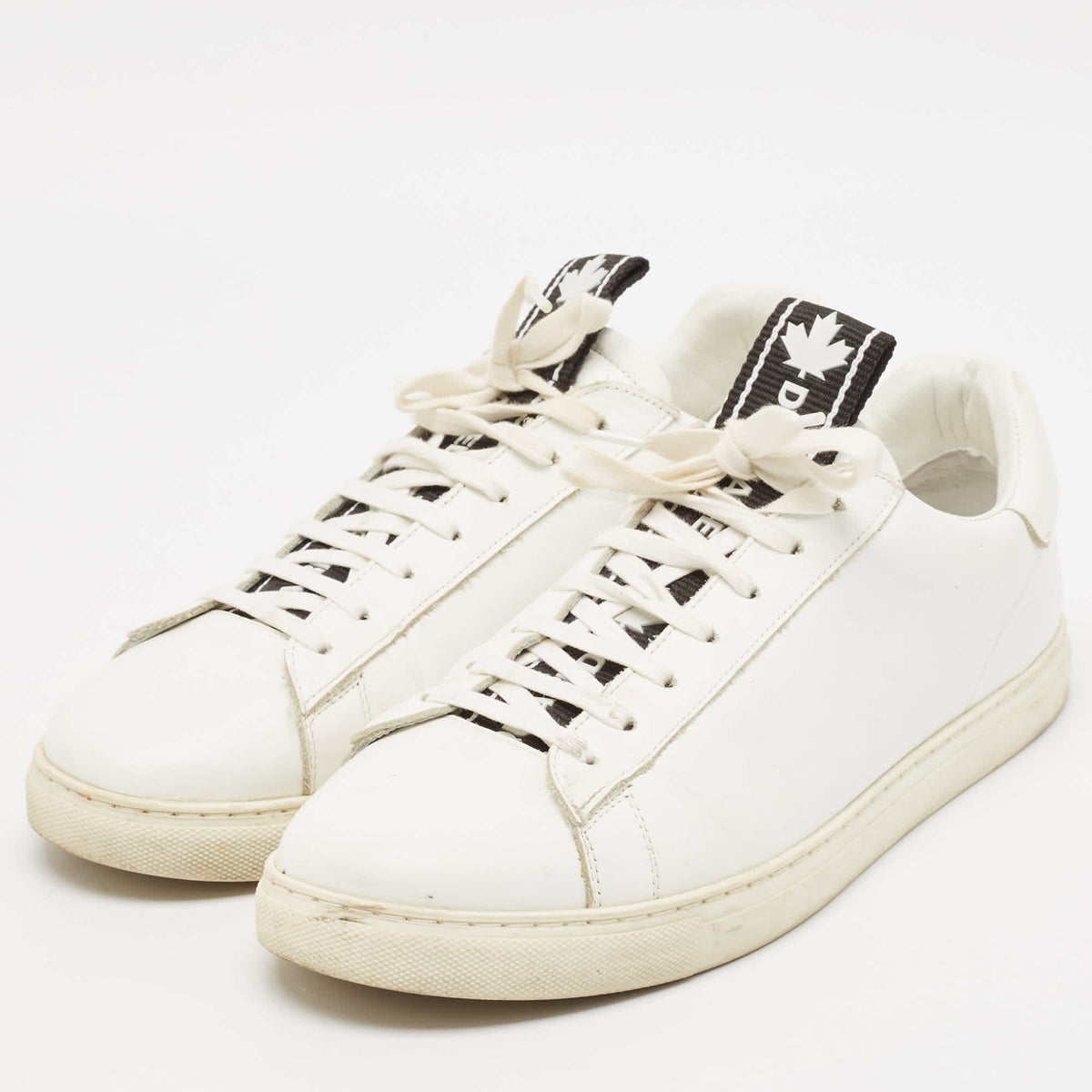 Dsquared2 White Leather Low Top Sneakers