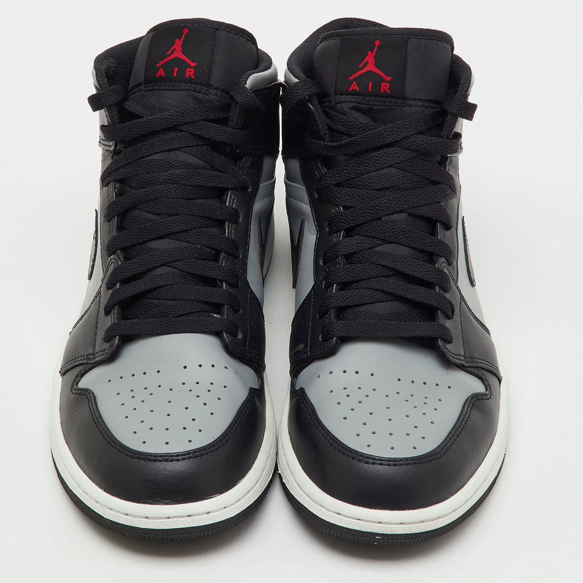 Air Jordans Black/grey Leather Jordan 1 Mid Shadow Red Sneakers