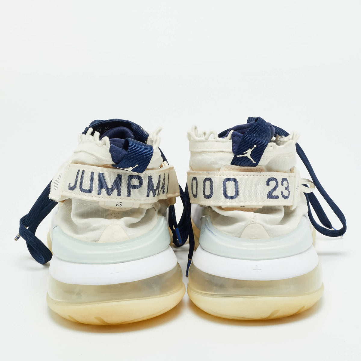 Air Jordans White/navy Blue Fabric Proto Max720 Pale Ivory High Top Sneakers