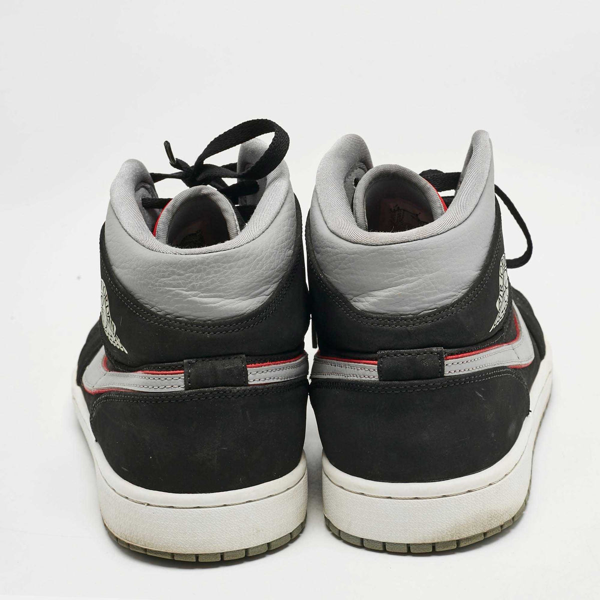 Air Jordans Black/grey Durabuck And Leather Jordan 1 Mid Black Particle Grey Gym Red Sneakers