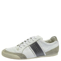 Burberry White/grey Leather And Suede Lace Up Sneakers