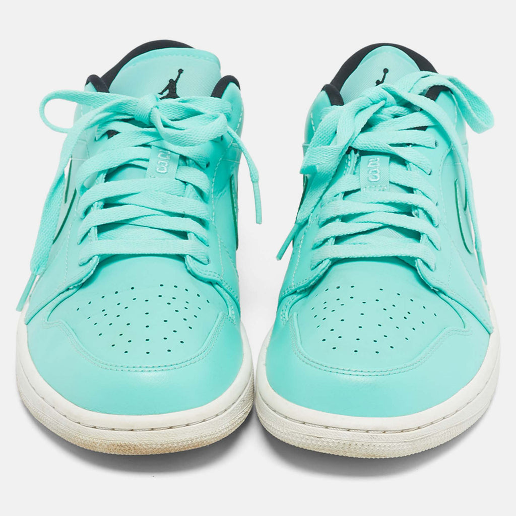 Air Jordans Green Leather Jordan 1 Low Hyper Turquoise Sneakers