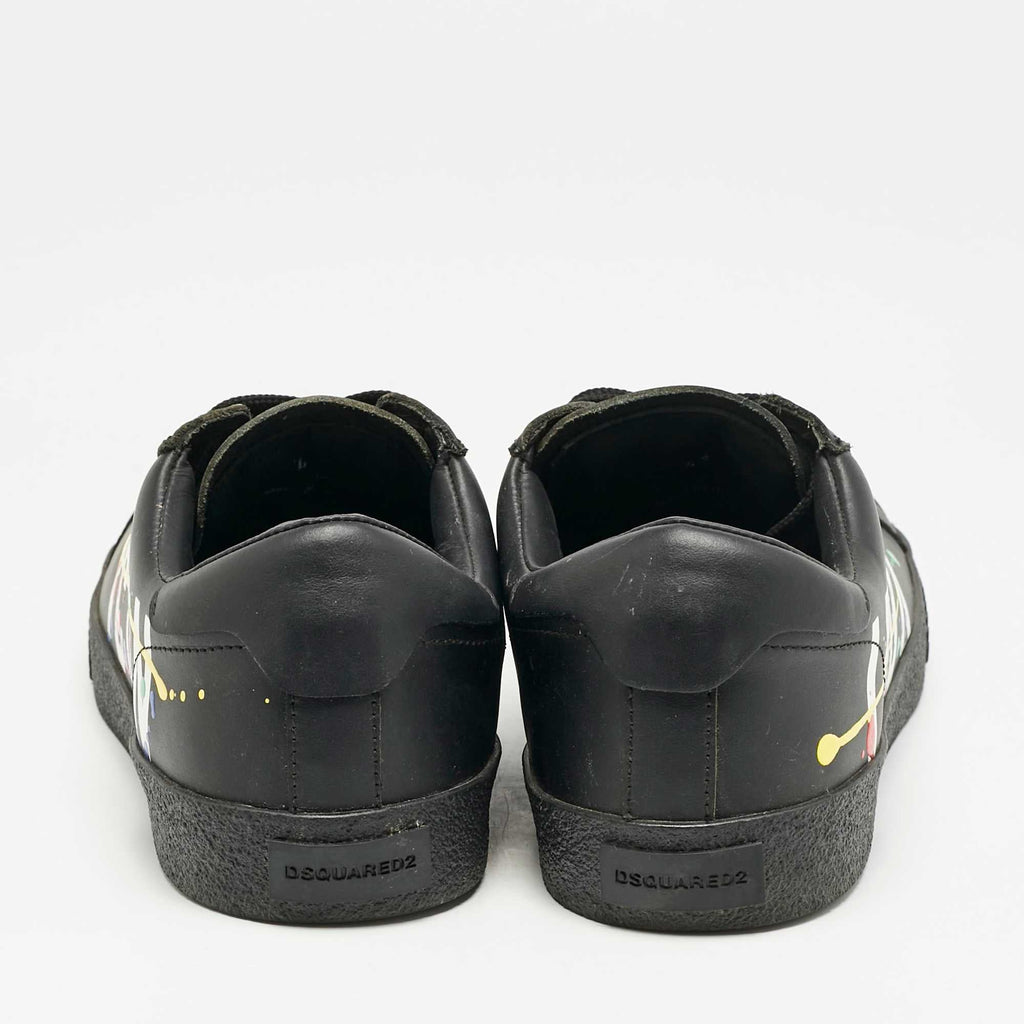 Dsquared2 Black Leather Cassetta Low Top Sneakers