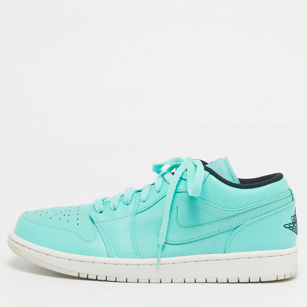 Air Jordans Green Leather Jordan 1 Low Hyper Turquoise Sneakers