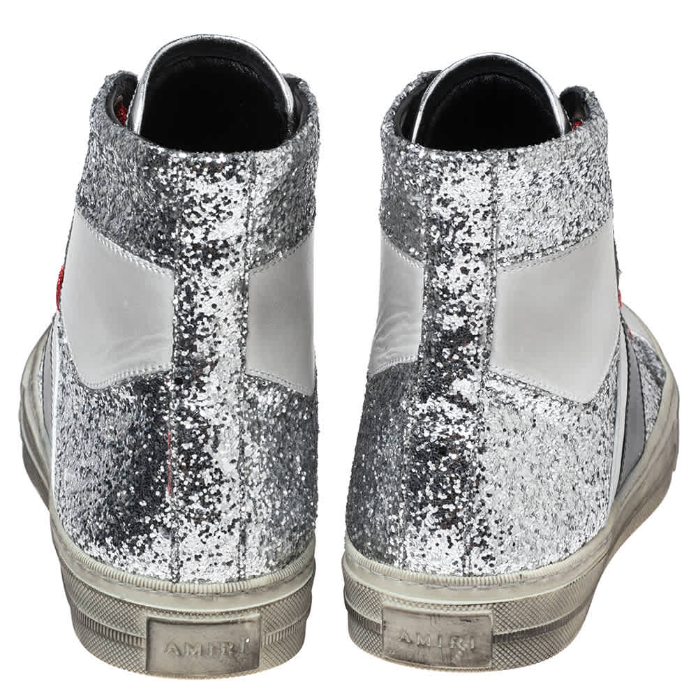 Amiri Multicolor Glitter And Leather High Top Sneakers