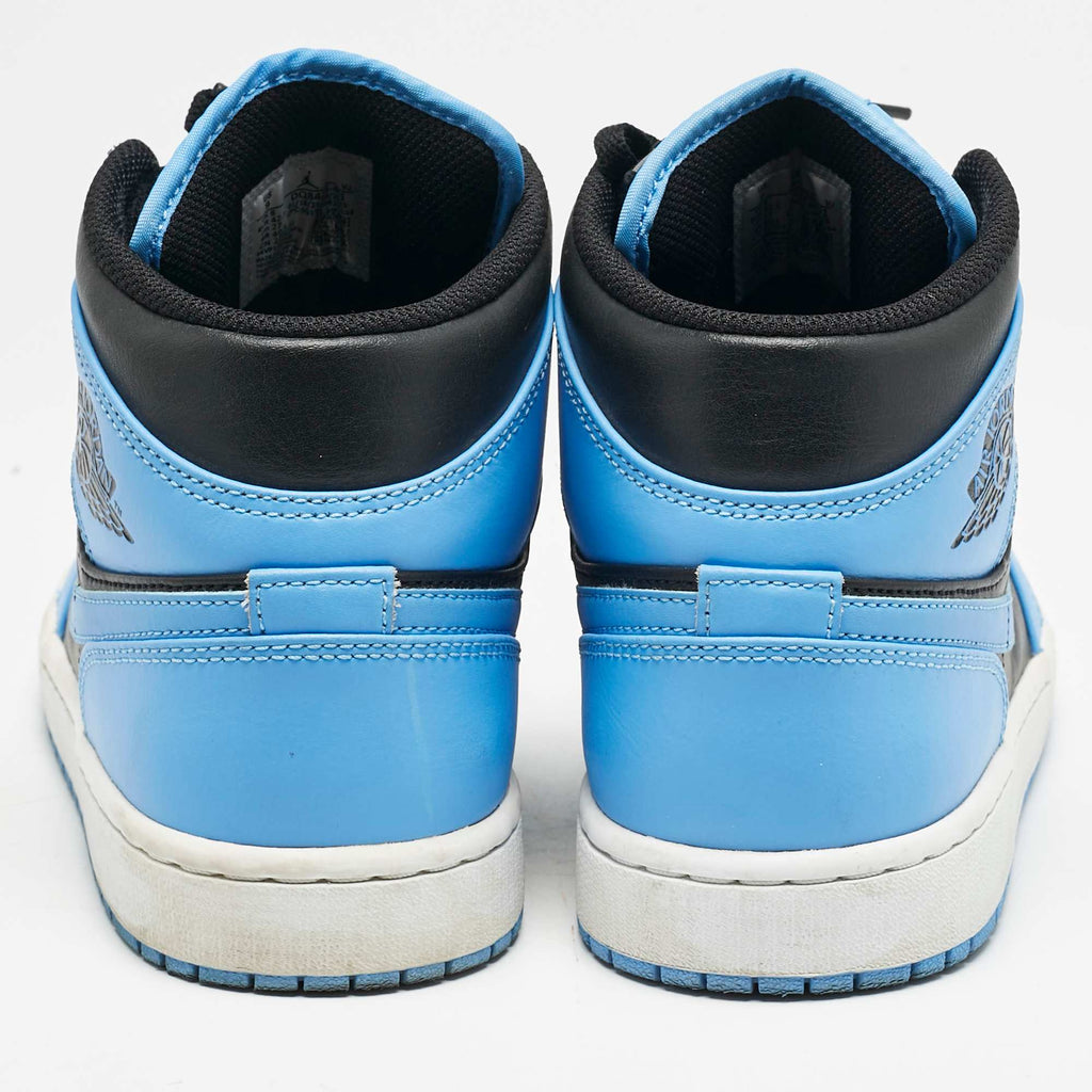 Air Jordans Blue/black Leather Jordan 1 Mid University Blue Black Sneakers