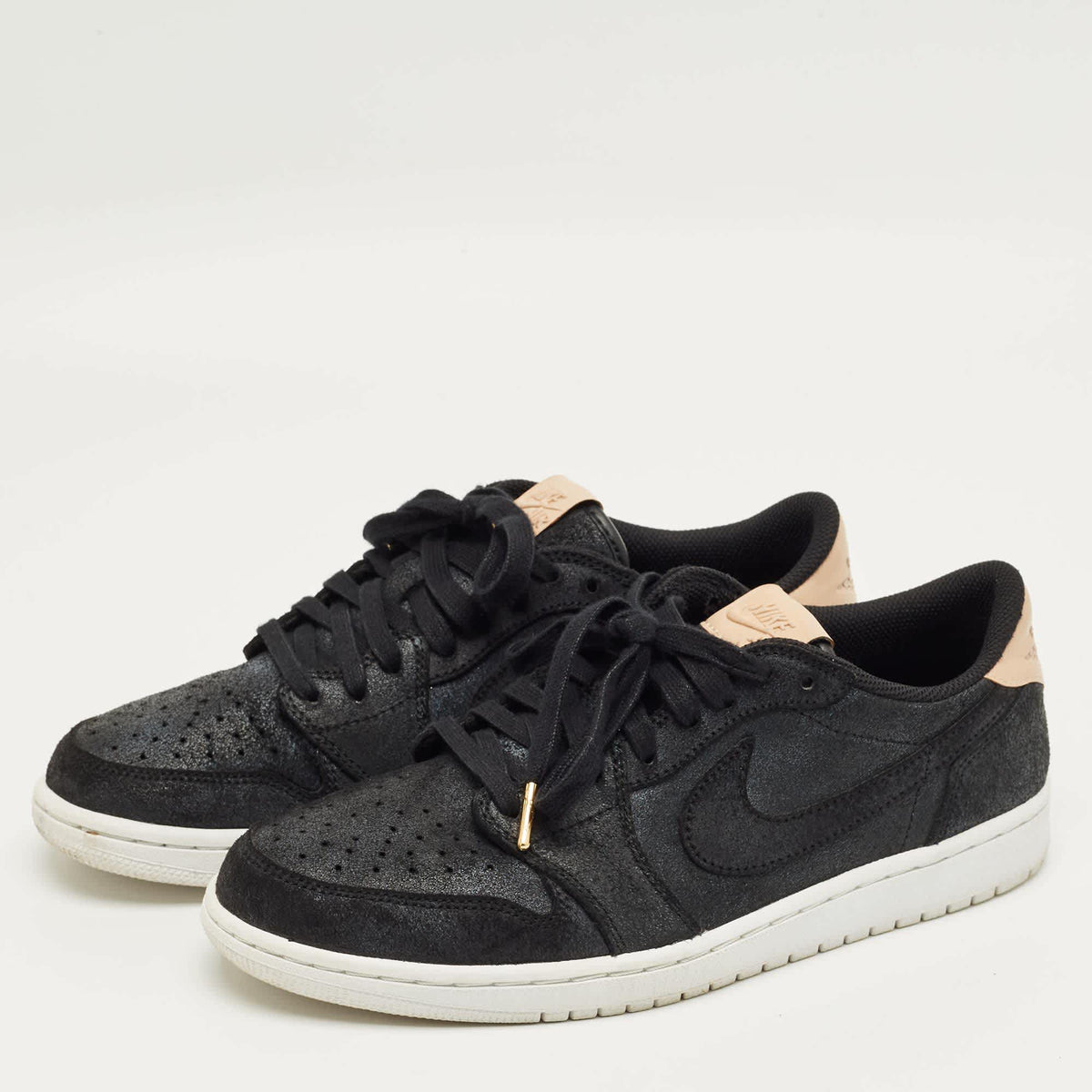 Air Jordans Black Suede Jordan 1 Retro Low Og Black Vachetta Sneakers