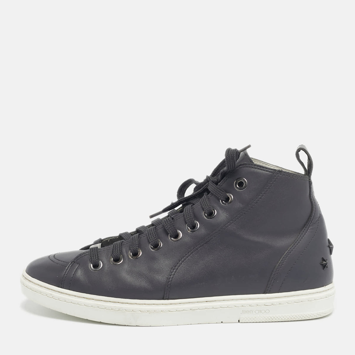 Jimmy Choo Grey Leather High Top Sneakers