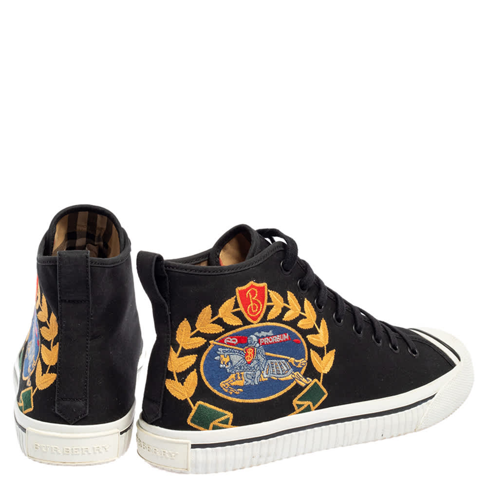 Burberry Black Canvas Kingly Big C High Top Sneakers