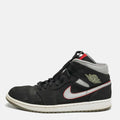 Air Jordans Black/grey Durabuck And Leather Jordan 1 Mid Black Particle Grey Gym Red Sneakers