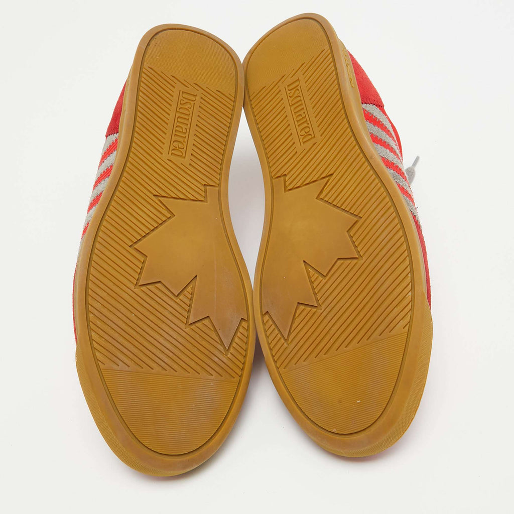 Dsquared2 Red/grey Suede And Canvas Low Top Sneakers