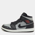 Air Jordans Black/grey Leather Jordan 1 Mid Shadow Red Sneakers