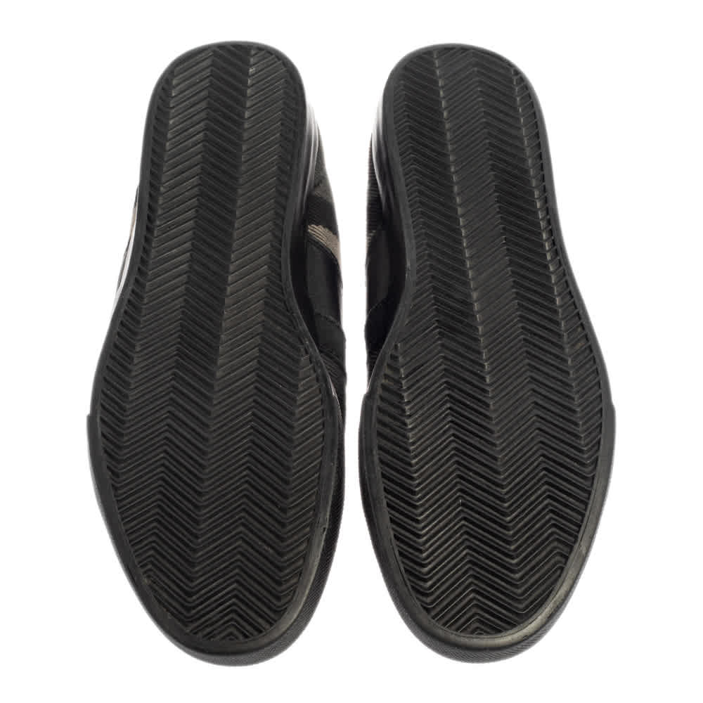 Burberry Black/grey Suede And Check Canvas Low Top Sneakers