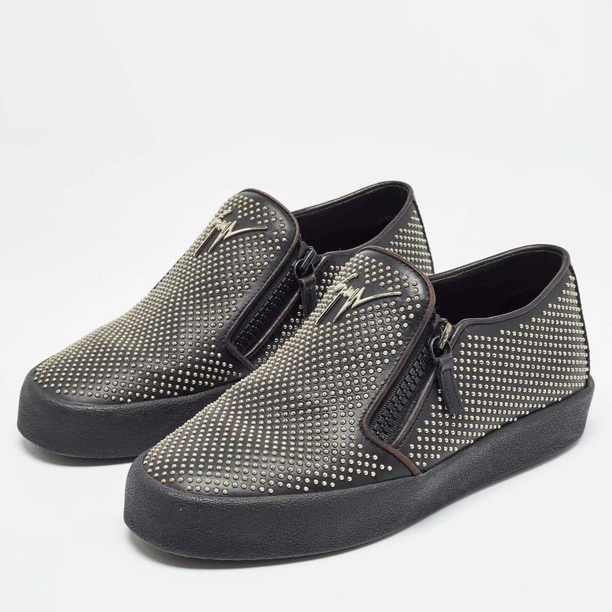 Giuseppe Zanotti Black Studded Leather Eve Slip On Sneakers