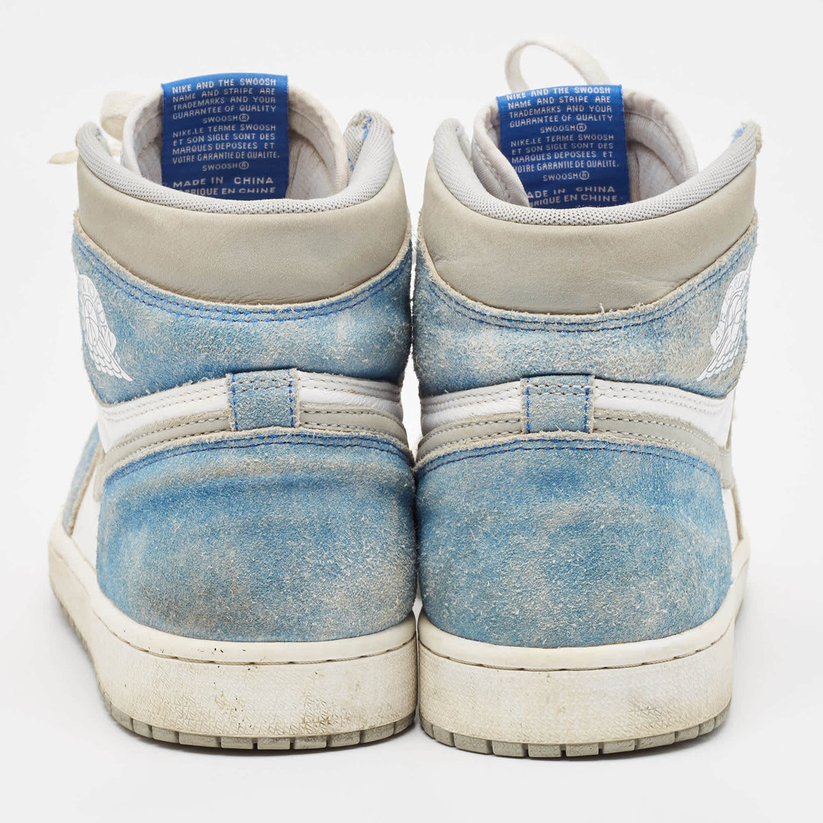 Air Jordans Blue/white Leather And Suede Air Jordan 1 High Top Sneakers
