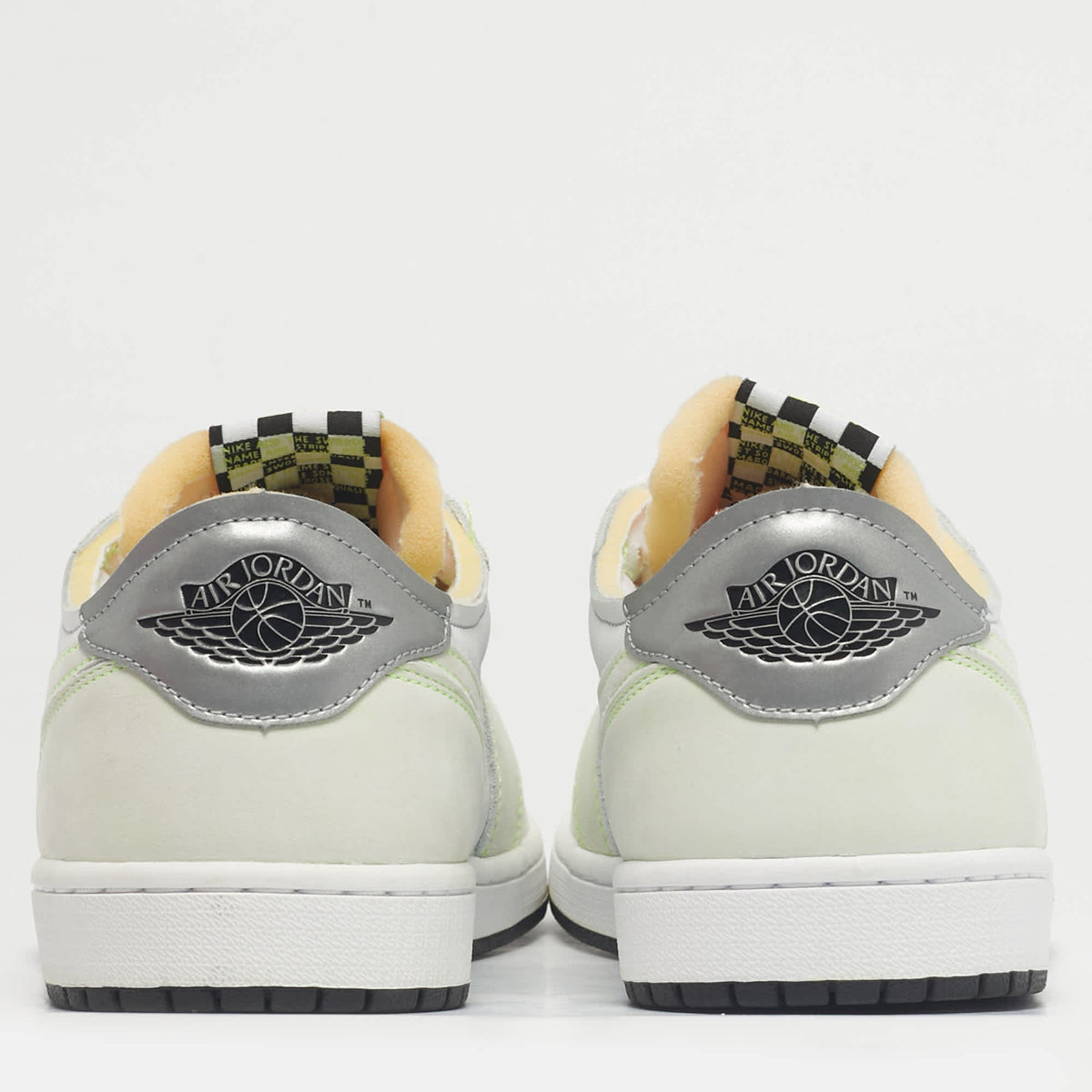 Air Jordans White/green Leather Jordan 1 Retro Low White Ghost Green Sneakers