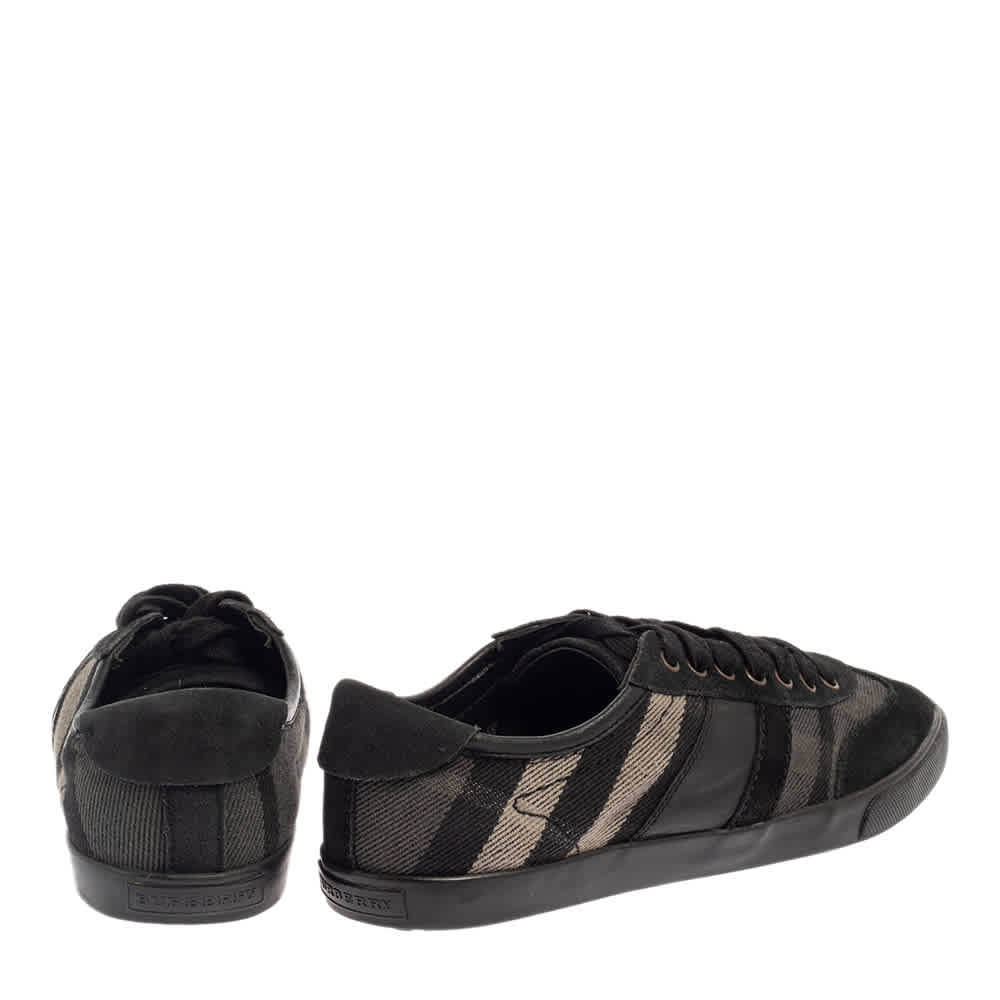 Burberry Black/grey Suede And Check Canvas Low Top Sneakers