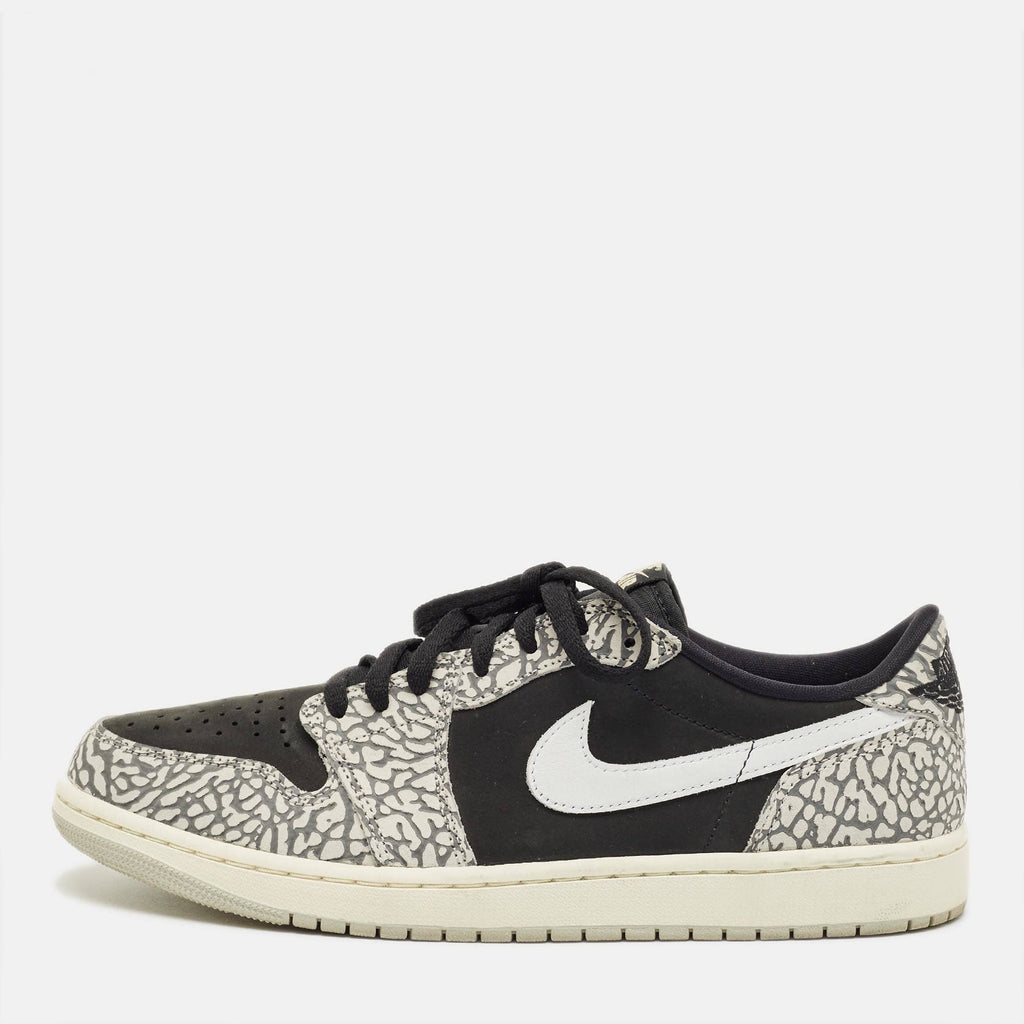 Air Jordans Black/grey Nubuck And Leather Jordan 1 Retro Low Og Black Cement Sneakers