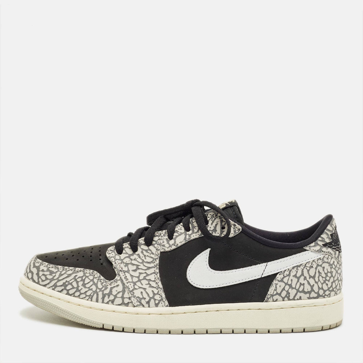 Air Jordans Black/grey Nubuck And Leather Jordan 1 Retro Low Og Black Cement Sneakers