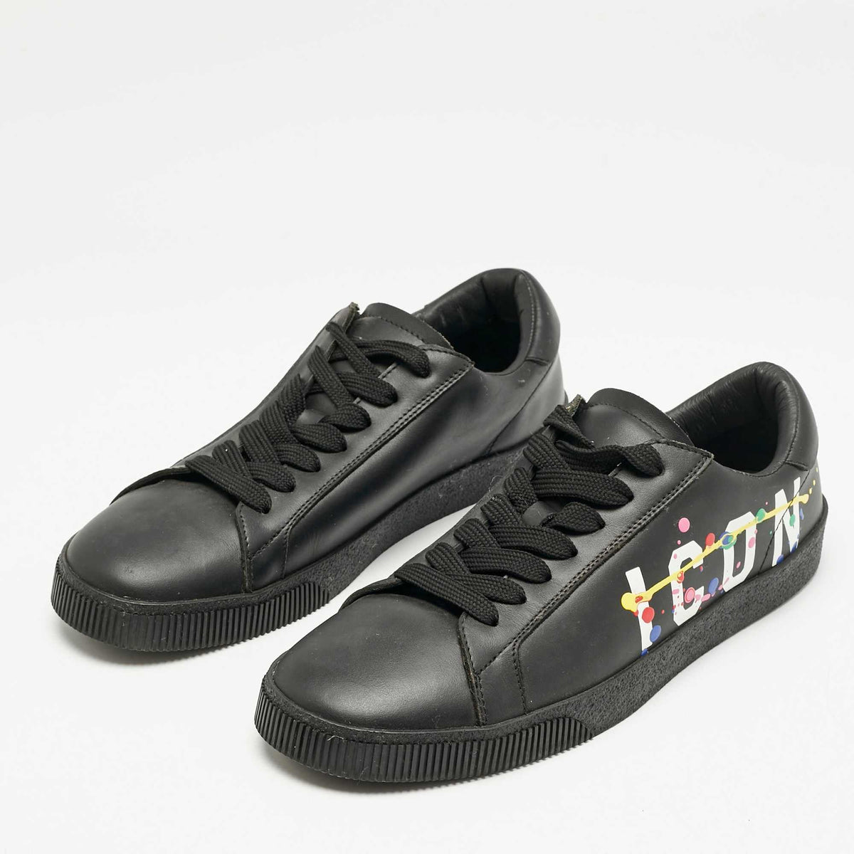 Dsquared2 Black Leather Cassetta Low Top Sneakers