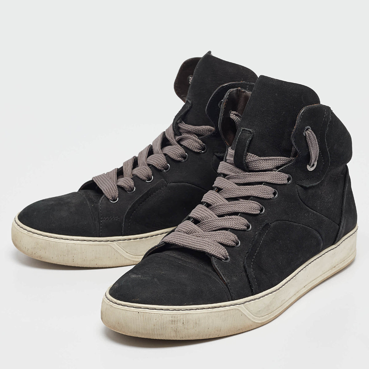 Lanvin Black Nubuck High Top Sneakers
