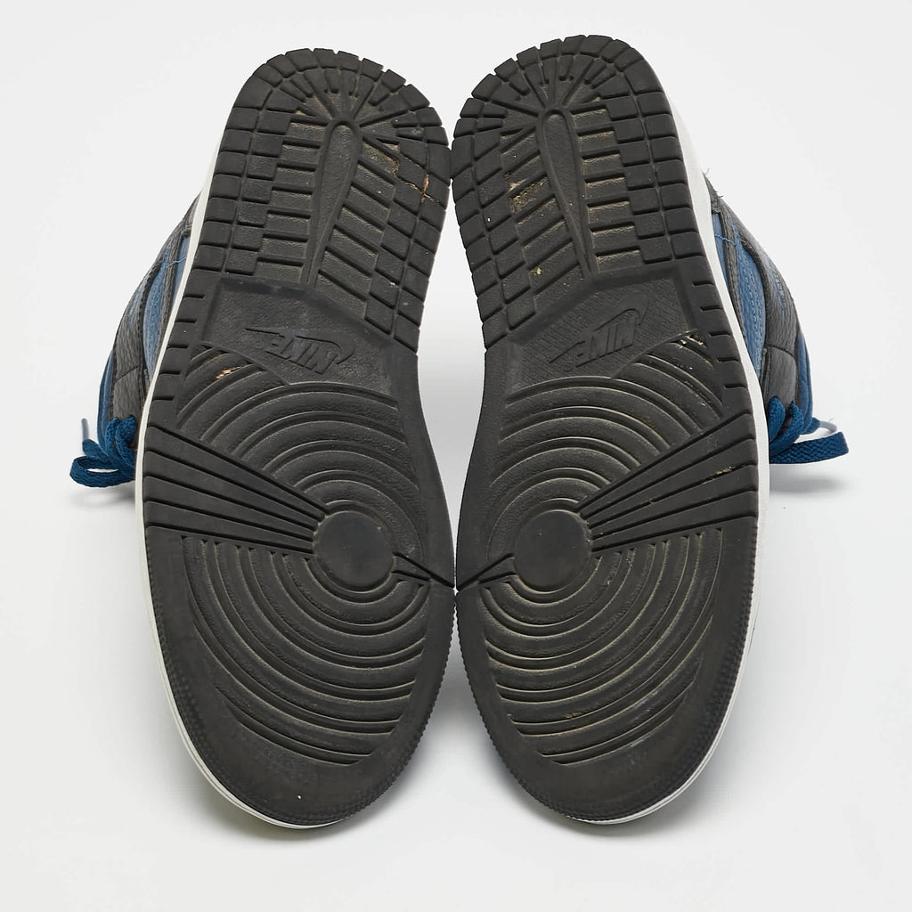Air Jordans Blue/white Leather Air Jordan 1 Mid Top Sneakers