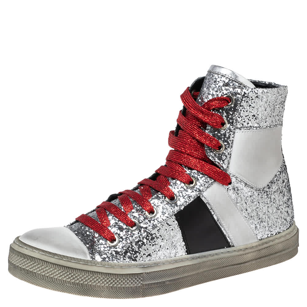 Amiri Multicolor Glitter And Leather High Top Sneakers