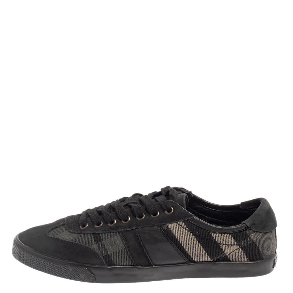 Burberry Black/grey Suede And Check Canvas Low Top Sneakers